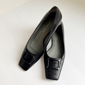 Black Etienne Aigner black square toe 1” heels size 8